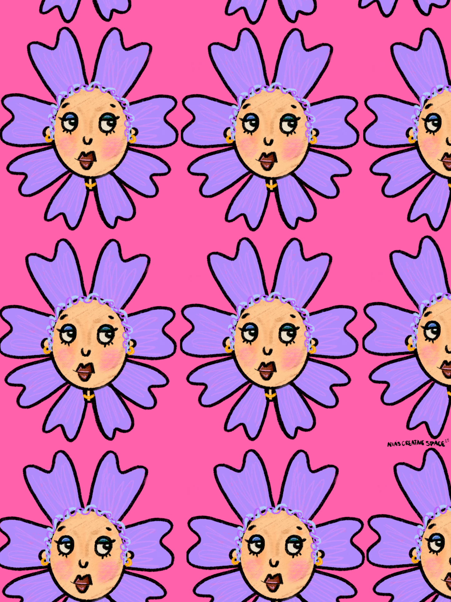 Flower Girl Pattern Art Print