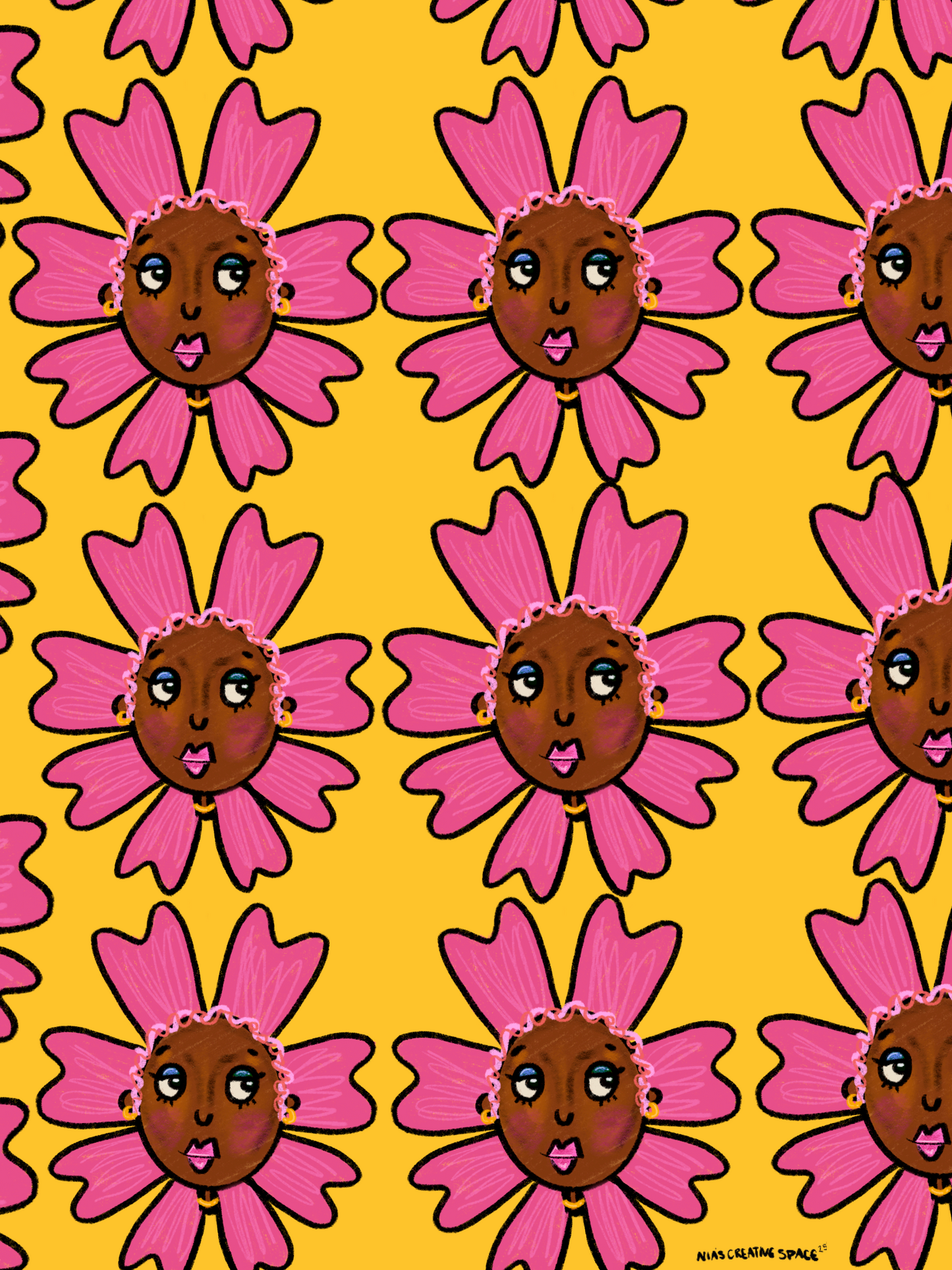Flower Girl Pattern Art Print